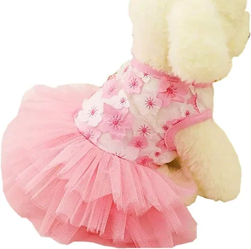 Miniatura 5 de Ropa para Mascotas Linda Collarín con Moño Vestido de Tutu para Perros Hembra Ropa para Perras Yorkie Arnés Rosa