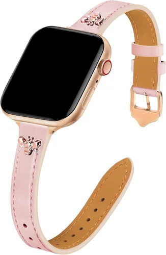 Miniatura 38 de JR.DM Correas de cuero delgadas compatibles con Apple Watch Band 1.496 in 1.575 in 1.614 in 1.654 in 1.732 in 1.772 in 1.811 in 1.929 in, correa