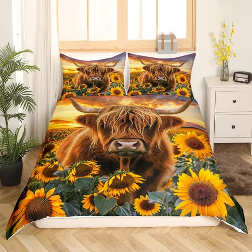 Miniatura 22 de Lindo juego de ropa de cama con dinosaurios, juego de funda de edredón con dibujos animados de cactus, funda de edredón decorativa, funda de edredón