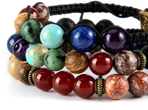 Miniatura 5 de Pulseras de cuentas de chakras para mujer, 0.315 in, 7 chakras, pulsera curativa con piedras reales, joyería de piedras preciosas para meditación