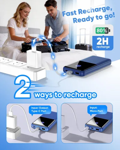 Miniatura 5 de Cargador portátil de batería de 20000 mAh, 22.5 W, cable integrado de carga rápida, cargador de teléfono portátil para iPhone, todos los modelos