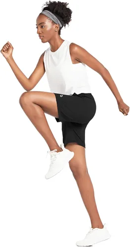Miniatura 6 de BALEAF Bermudas de correr de cintura alta con bolsillos para mujer de 7 pulgadas
