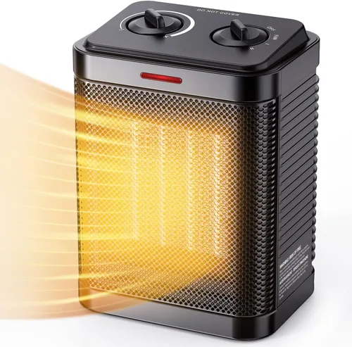 Calentador de espacio para uso en interiores, calentador eléctrico portátil de cerámica de 1500 W, calentador de espacio pequeño con termostato,
