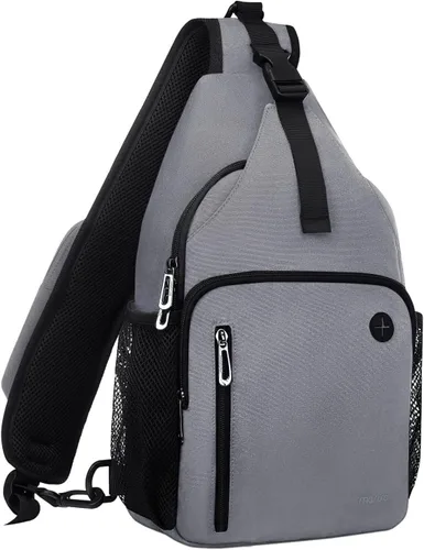Miniatura 15 de MOSISO Mochila tipo bandolera, bolsa de hombro cruzada, bolsa de viaje para senderismo, bolsa de pecho con bolsillo frontal cuadrado y puerto