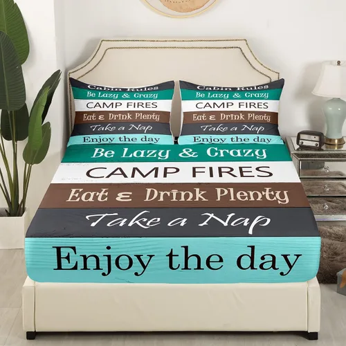 Sábana bajera rústica de tamaño individual, juego de ropa de cama de madera vieja casa de campo para niños, niñas, niños y adultos, decoración de