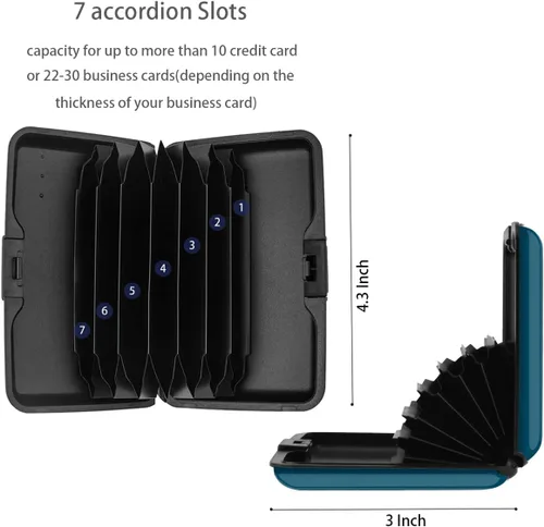 Miniatura 5 de Portatarjetas de crédito con bloqueo RFID, mini tarjetero delgado de aluminio duro para hombres o mujeres, Azul marino