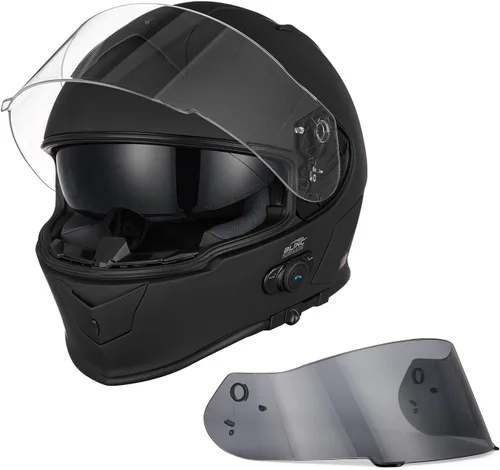 Miniatura 9 de VCAN - Casco integral de motocicleta con Bluetooth integrado, cara completa con doble visera