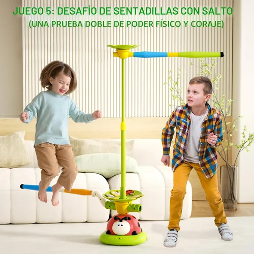 Miniatura 7 de Juguetes Musicales de Salto 5 en 1, Juego de Lanzar Anillos Pisoteando Lanzacohetes para Niños, Juguetes de Evitar Obstáculos y Saltar en Cuclillas