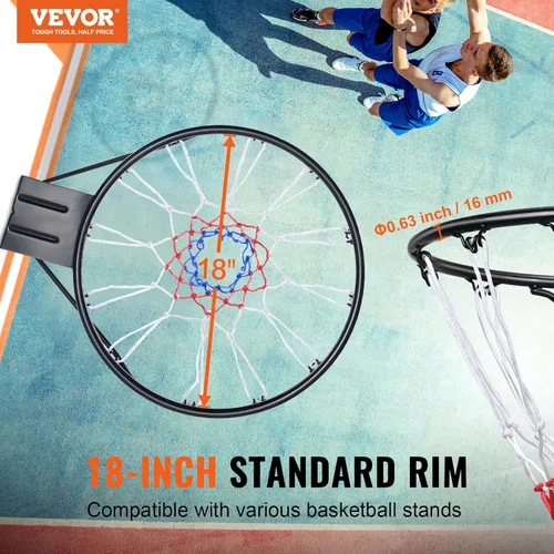 Miniatura 2 de VEVOR Basketball Hoop, 44 54 Inchs PC Backboard Wall Mounted, Basketball Portable Hoop & Goal, Indoor & Outdoor with Hand-Crank Adjustment, Classic