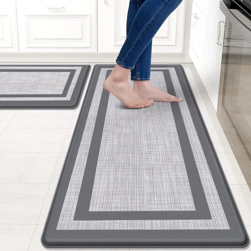 Miniatura 26 de Mattitude Juego de 2 tapetes de cocina, acolchados antifatiga antideslizantes, ergonómicos, cómodos para cocina, suelo, oficina, fregadero, azul