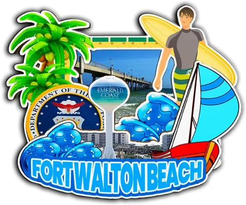 Imán de madera para nevera de Fort Walton Beach Florida, Estados Unidos, Monumentos 3D, recuerdos coleccionables de viaje, decoración hecha a mano,