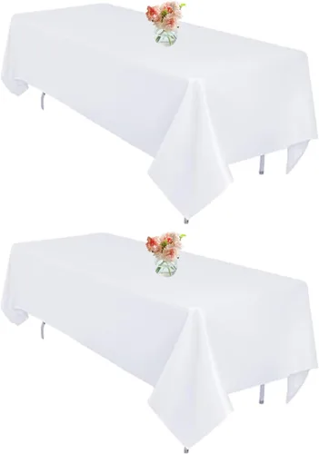 Miniatura 14 de Mantel rectangular de poliéster, manteles para mesas rectangulares de 6 pies, manteles de tela decorativa lavable para bodas, banquetes y campamento