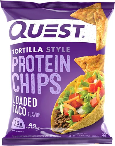 Miniatura 2 de Quest Nutrition Chips de proteína estilo tortilla, tacos cargados, bajos en carbohidratos, sin gluten, horneados, 1.1 onzas y galletas de proteína