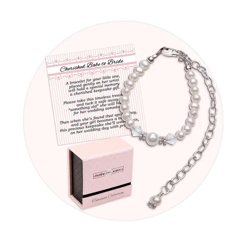 Cherished Moments Pulsera de recuerdo de bebé a novia en plata de ley 925 y perlas cultivadas para bebé niña