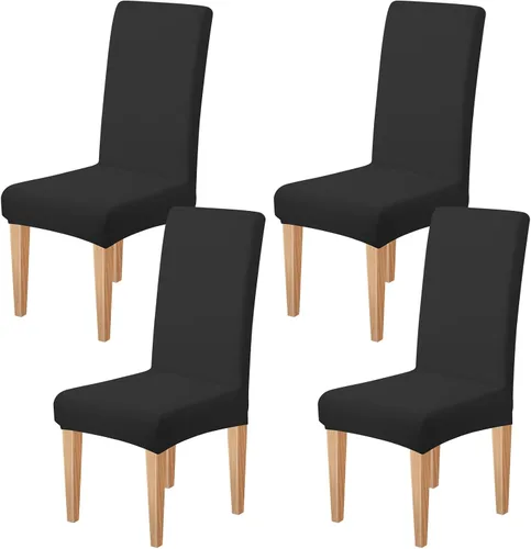 Miniatura 15 de Dioxide Fundas de Silla de Alto Estirar para Sillas de Comedor, Juego de Fundas de Silla de Comedor Lavables de 4, Fundas de Asiento de Silla