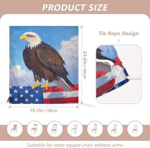 Miniatura 3 de 4th of July Independence Day Brown Bird Decorative Chair Protectors Covers for Family Gatherings Removable Office Seat Cover forro para sillas