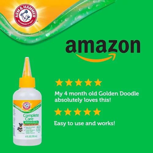 Miniatura 8 de Arm & Hammer Complete Care Gel oral sin escobillas para perros, sabor a mantequilla de maní, pasta de dientes para perros sin cepillo, bicarbonato