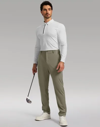 Miniatura 6 de Soothfeel Pantalones de golf para hombre con 5 bolsillos, ajustados, elásticos, casuales, de viaje, pantalones de trabajo para hombre