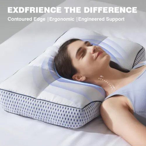 Miniatura 2 de Glaciman Almohada de espuma viscoelástica triturada para personas que duermen de lado y boca arriba - almohada ergonómica firme para aliviar