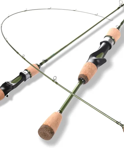 Miniatura 8 de LITTMA Wild Streams Ultralight Spinning&Casting Trout Rod, 2-Piece Fishing Rod for Crappie, Panfish & Micro Fishing, Green Carbon Fiber Blank with