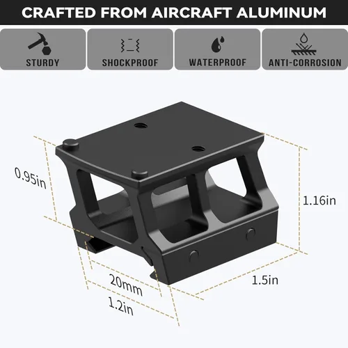 Miniatura 4 de Guardtier Red Dot - Soporte elevador Picatinny de 0.95 pulgadas compatible con RMR Footprint Red Dot/407C/507C/508T