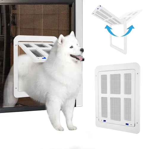 Miniatura 9 de NAMSAN Puerta mosquitera para gatos, apertura de solapa de 8.3 x 10.3 pulgadas, puerta de perro para puerta mosquitera, puerta de gato con ventana