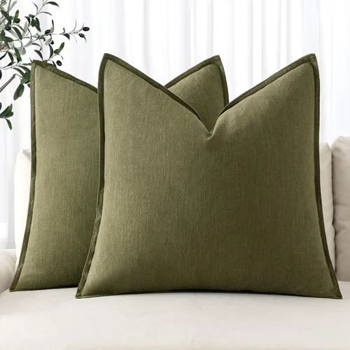 Miniatura 31 de MIULEE - Juego de 2 fundas de almohada decorativas de lino, estilo bohemio, rústico, neutral, para sofá, cama, 16 x 16 pulgadas, color marrón