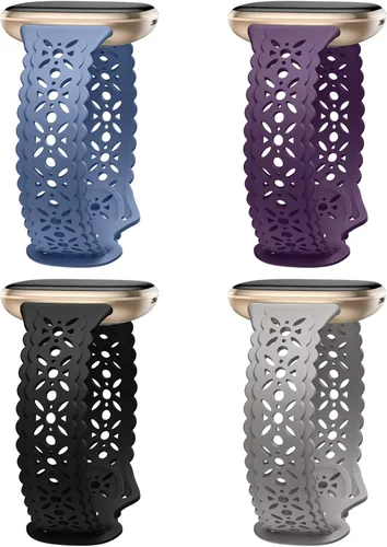 Miniatura 10 de Dirrelo Paquete de 4 bandas de encaje de silicona compatibles con bandas de Fitbit Sense/Bandas de Fitbit Versa 3 para mujer/Bandas de Fitbit Versa