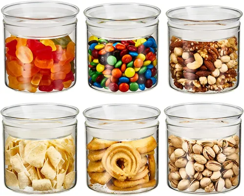 Miniatura 16 de Zens - Juego de tarros de vidrio modernos para almacenamiento de alimentos de 2 piezas, tarros transparentes de vidrio de 50 oz con tapas
