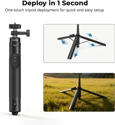 Miniatura 2 de SmallRig Trípode para selfie stick de 59 pulgadas con control remoto y abrazadera para teléfono, soporte de trípode extensible para DJI Osmo Action
