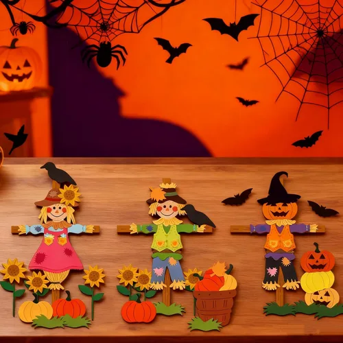 Miniatura 6 de GLOBLELAND Troqueles de espantapájaros de Halloween, corte de girasol y cuervos, troqueles de calabaza para bricolaje álbumes de recortes, día