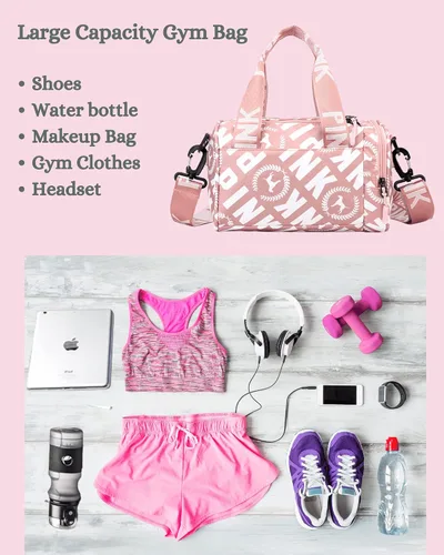 Miniatura 7 de Bolsa de gimnasio pequeña estética, bonita bolsa de lona con asa, bolsa de viaje para el hombro, bolsa cruzada resistente para deportes de natación