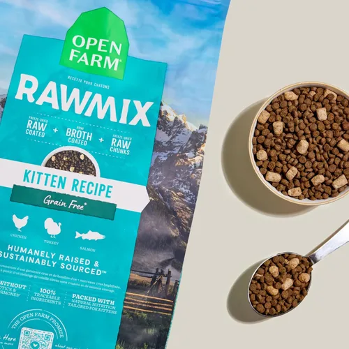 Miniatura 4 de Open Farm, RawMix Alimento seco para gatos, croquetas repletas de proteínas recubiertas en caldo de huesos con trozos crudos liofilizados, formulada