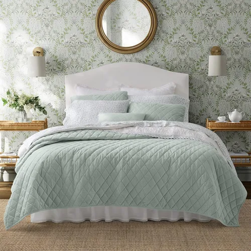 Miniatura 11 de Laura Ashley - Juego de edredón Queen, ropa de cama reversible de terciopelo sólido, decoración del hogar para todas las estaciones con fundas
