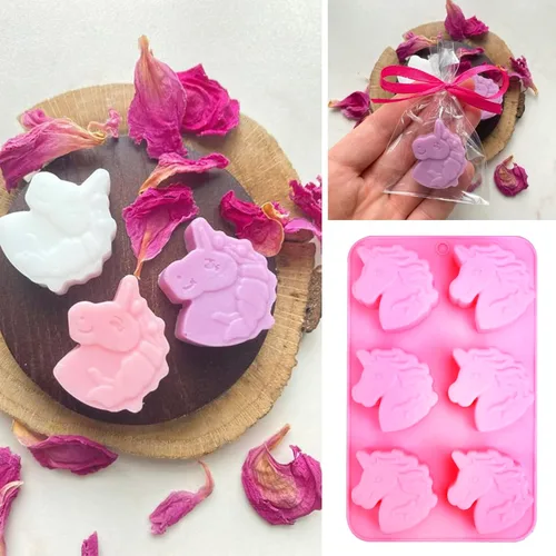 Miniatura 8 de Molde de silicona de unicornio para crayones de caballo, molde de silicona para bombas de baño de unicornio, moldes para jabón, dulces, chocolate