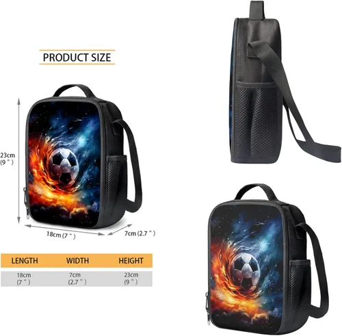 Miniatura 133 de HUGS IDEA Juego de 3 bolsas escolares con aislamiento térmico para el almuerzo, estuche para lápices