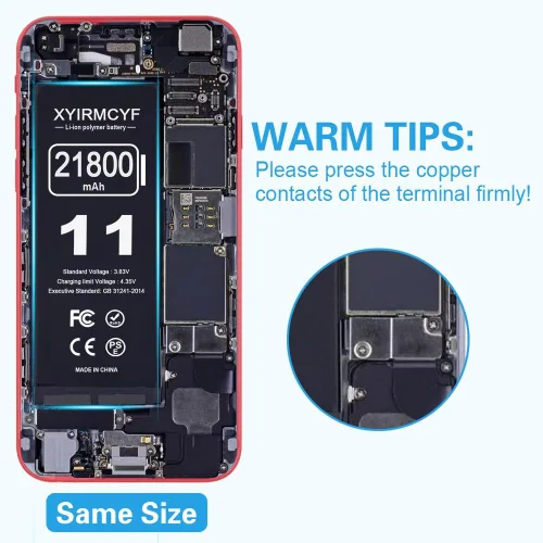 Miniatura 5 de XYIRMCYF Batería de Super Capacidad de 21800mAh Compatible con iPhone 11, Batería de Reemplazo Li-Polímero de 0 Ciclos para iPhone 11, con Kit
