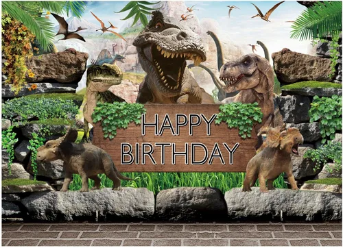 Fondo con temática de dinosaurio de 5 x 3 pies para niños, fiesta de cumpleaños, fotografía, fondo de selva, parque de la selva, baby shower,