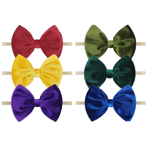 YanJie Lazos de terciopelo para bebé niña, diademas de nailon suaves para recién nacidos, diademas hechas a mano para bebé, accesorios para el