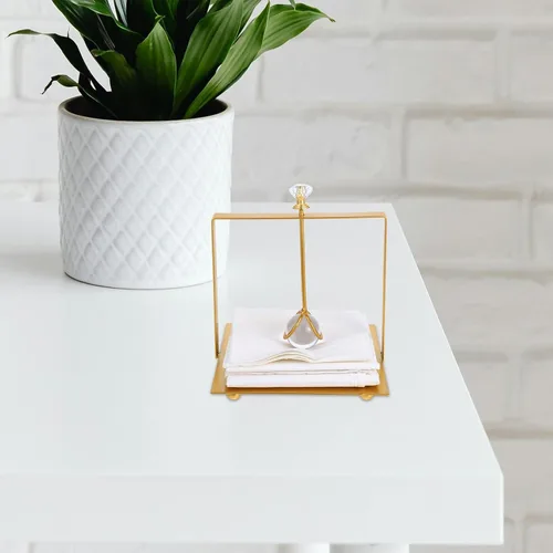 Miniatura 6 de MAGICLULU Metal Napkin Holder with Weighted Arm, Gold Metal Paper Towel Dispenser Stand for Kitchen and Dining Tabletop Use, Modern Square Napkin