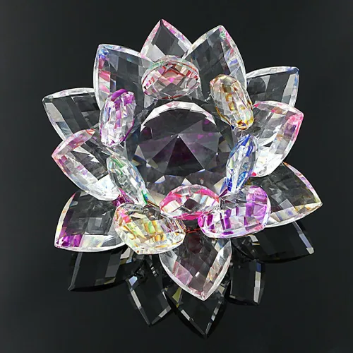 Miniatura 5 de OwnMy Flor de loto de cristal brillante con reflejo de tonos arcoíris, decoración Feng Shui para el hogar con caja de regalo (100 mm / 4 pulgadas)