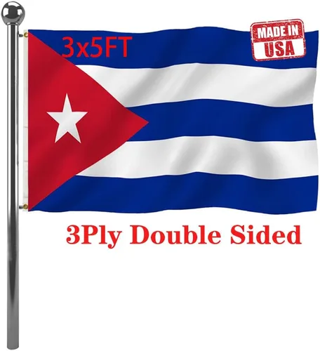 Jayus Banderas de Cuba de 3 x 5 para exteriores, doble cara, resistente, bandera nacional cubana con 2 ojales