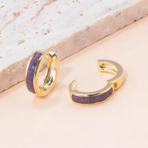 Miniatura 136 de CiNily Aretes Huggie de ópalo con bisagras, chapados en oro, hipoalergénicos, pequeños aretes de aro para mujeres, adolescentes, niñas, hombres