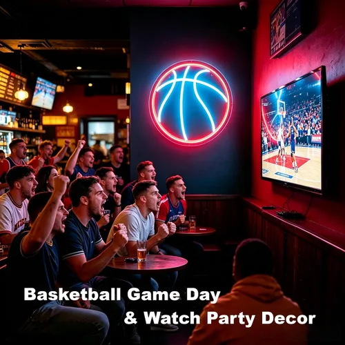 Miniatura 3 de Letrero de neón de baloncesto, luz LED de neón regulable de 12 pulgadas, alimentada por USB, decoración de pared de neón deportiva estética