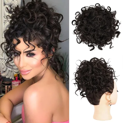 Miniatura 13 de Lommel Pieza de cabello desordenado, moño rizado, ondulado suelto, pieza de cabello con cordón elástico, moño desordenado, extensión de cola
