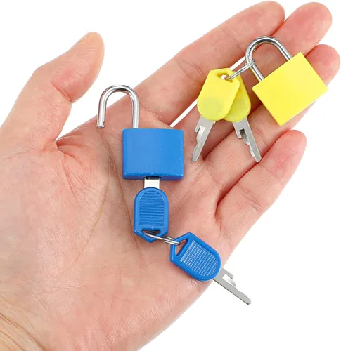 Miniatura 5 de 24 cerraduras pequeñas multicolor para equipaje con llaves, mini cerradura de casillero, cerraduras de metal para maleta, candado con llave de cobre