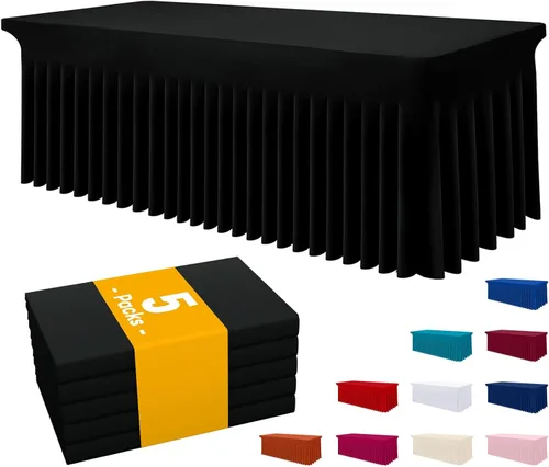 Miniatura 65 de Smiry Mantel de Spandex, Mantel Elástico Ajustable Extensible para Mesas Rectangulares de 6 Pies, Falda Cubierta de Mesa Impermeable y Lavable