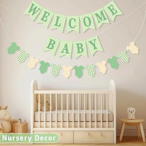 Miniatura 6 de Cartel de baby shower para niña, 2 piezas preencordadas rosa de bienvenida para bebé niña y pancarta de tela para el cuerpo para decoración