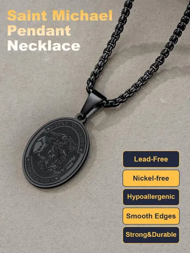 Miniatura 195 de U7 Saint Benedict/Michael Medal Necklace, 316L Stainless Steel Virgin Mary Necklace for Men Women, Bible Verse Protection Necklace Catholic