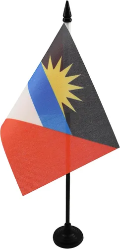 Miniatura 31 de Bandera de mesa de Anguila de 4 x 6 pulgadas, bandera de escritorio británica de Anguila, 5.9 x 3.9 in, palo y base de plástico negro AZ FLAG